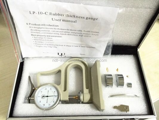 LP-10-C Δείκτης πάχους καουτσούκ 0-10mm 0,01mm Ανάλυση για πλαστικό καουτσούκ