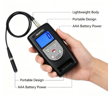 TG-2200CN Mini Coating Thickness Tester 0.1μm Resolution Optional USB Bluetooth Data Output for Small Curved Workpiece Measurement